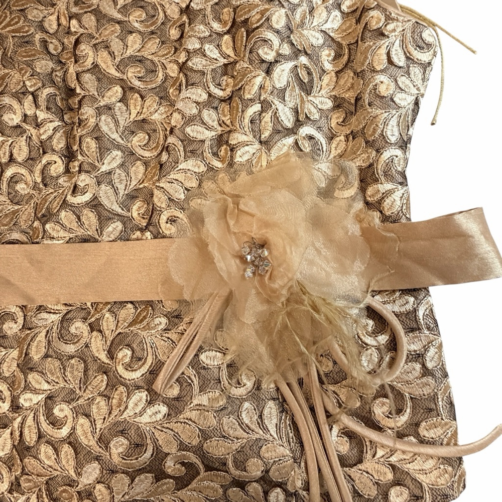 Sonia Peña Gold Brocade Corset Top Lace Up Back Bustier Floral Formal EU 42 (10) - Picture 4 of 13